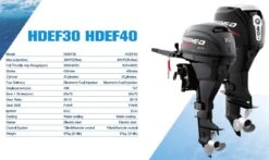 Moteur HIDEA HDEF 30 Cv 4 Temps E.F.I, Arbre Long, Commande à Distance, Démarrage électrique -Azur Marine Moteur Hors Bord 30 cv Hidea E F I arbre Long commande a 2