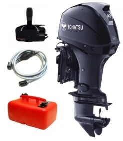 Moteur Hors-Bord 50 Cv Tohatsu Arbre Long Démarrage Electrique Commande à Distance Relevage Electrique -Azur Marine Option Commande barre franche a partir de 480 ttc promo 1 1